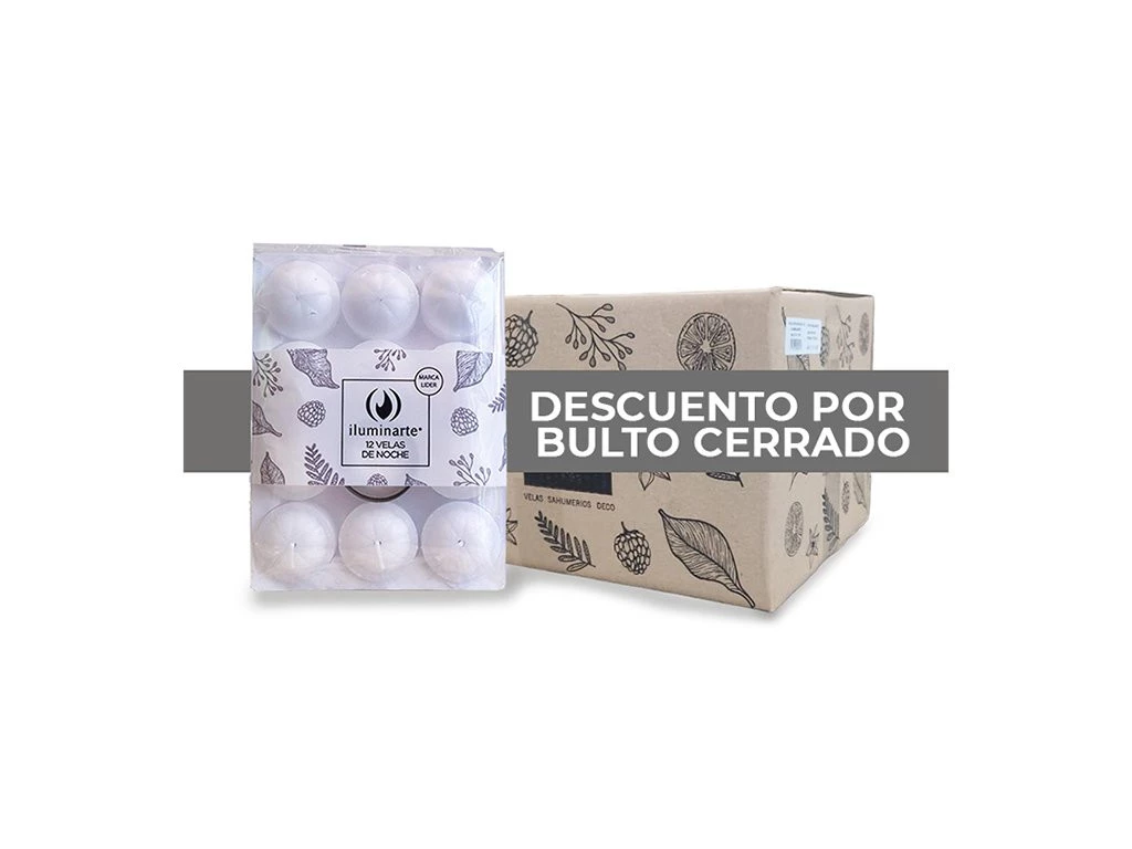 VELA DE NOCHE X 12 BLANCA ILUMINARTE - BULTO A PARTIR DE 50 PAQUETES