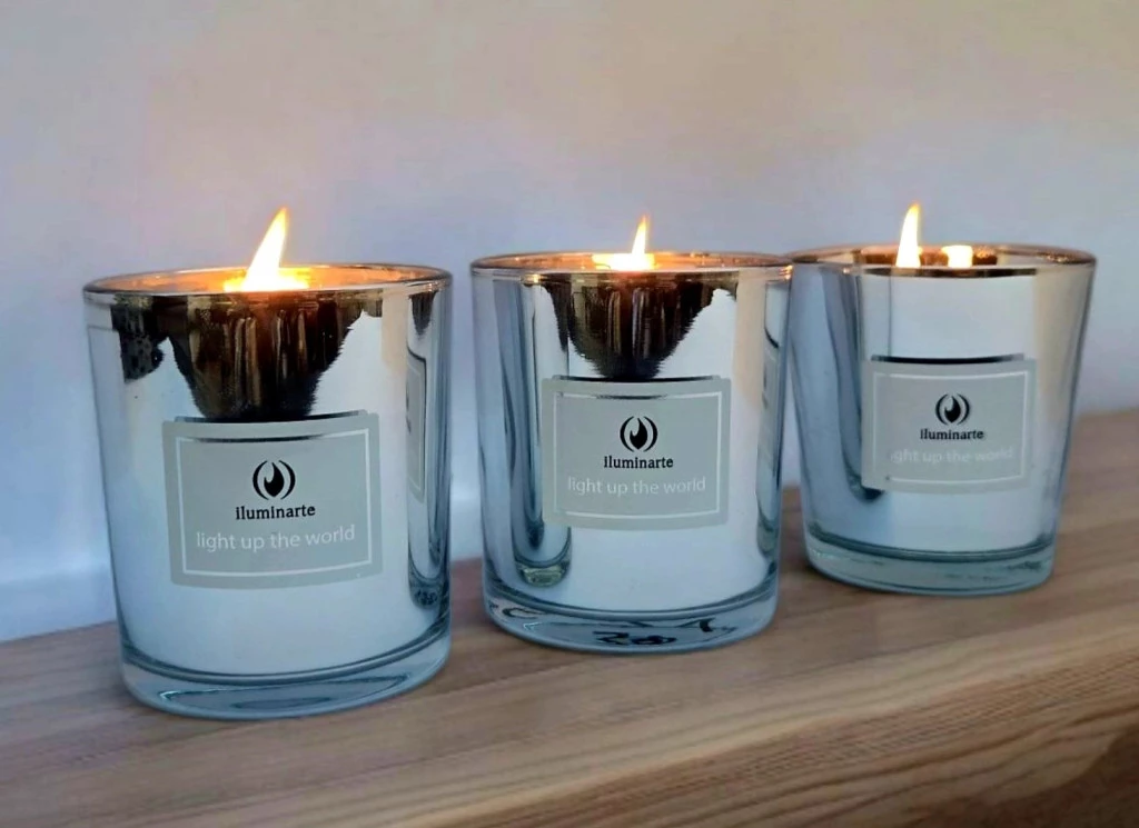 VELA CERA VEGETAL VASO PLATA AROMATICA CHICA 6X5CM A PARTIR DE 6