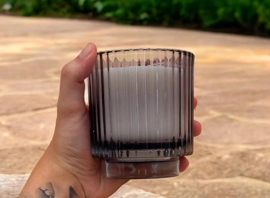 VELA VASO RAYADO CHICO CERA VEG AROMATICA (8.5X8.5) X 6 UNIDADES