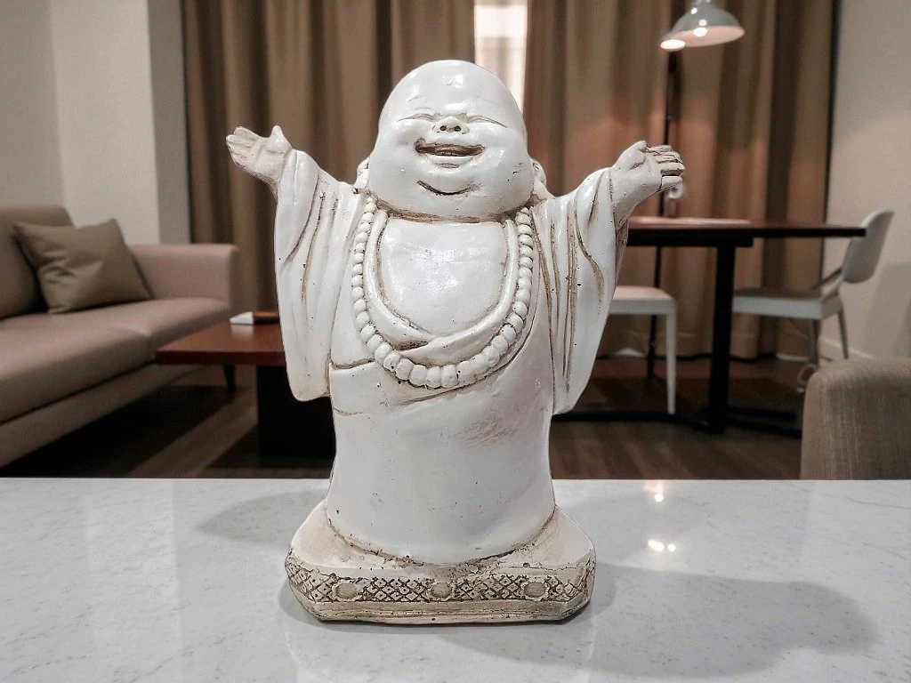 IMAGEN RESINA ARTESANAL MONJE BEBE MANOS ABIERTAS 28X18CM (V09)