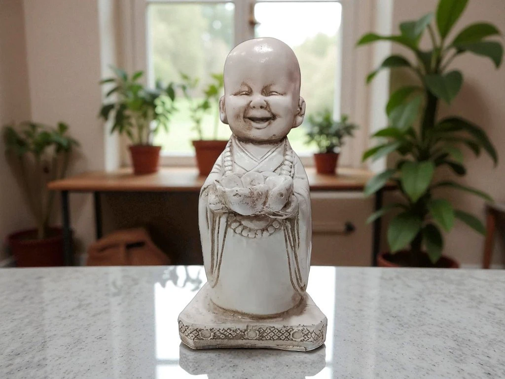 IMAGEN ARTESANAL BUDA BEBE C/PEDESTAL Y LOTO 33X17CM (G11)