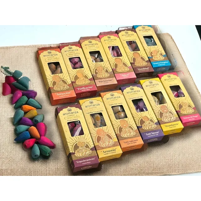 Sahumerios Conos Cascada Premium Aromanza X10 Und. X5 Pack Fragancia Vainilla