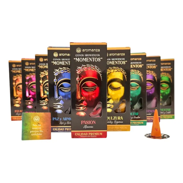 Sahumerios En Cono Momentos X 6 Unidades + Portacono Fragancia Paz Y Armonía - Aqui Y Ahora